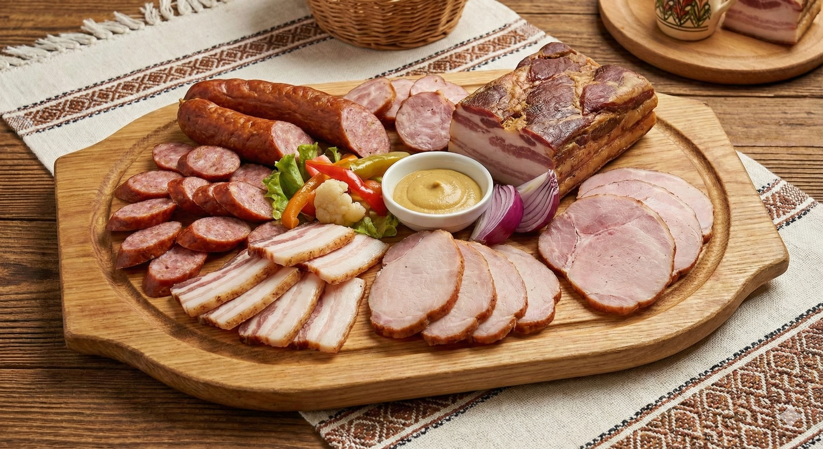 Platou cu produse traditionale de porc romanesti